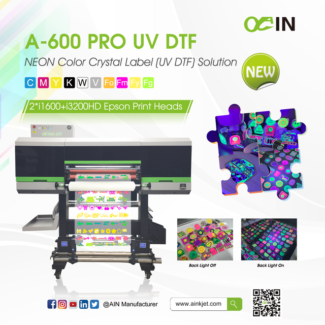 A-600 PRO UV DTF NEON Cor Cristal Etiqueta UV DTF Solu&ccedil;&atilde;o