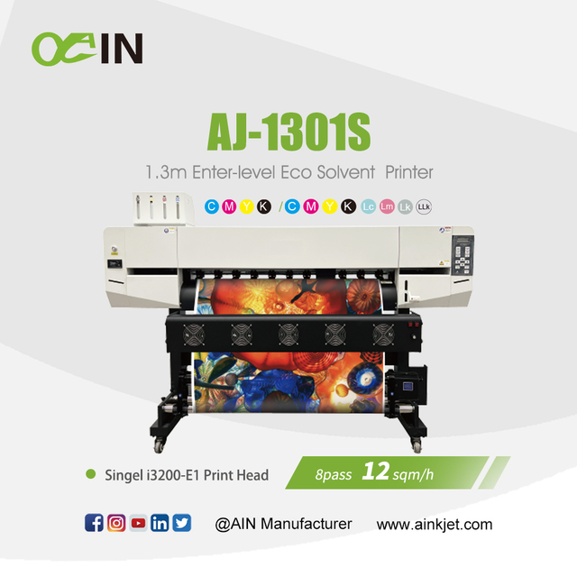 AJ-1301S طابعة مذيبات صديقة للبيئة بحجم 1.3 م