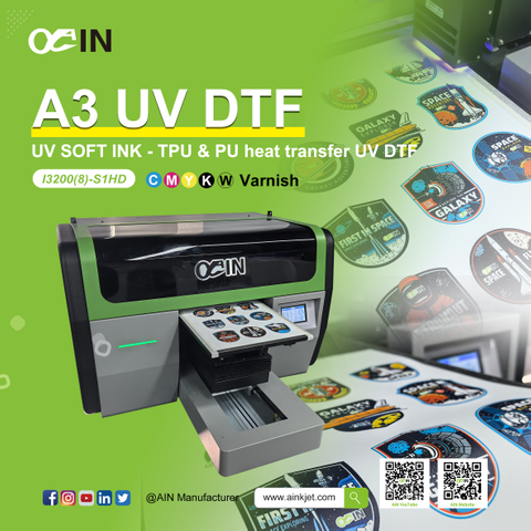 AINKJET AJ-A301 多機能 UV DTF フラットベッド プリンター + フレキシブル TPU 印刷