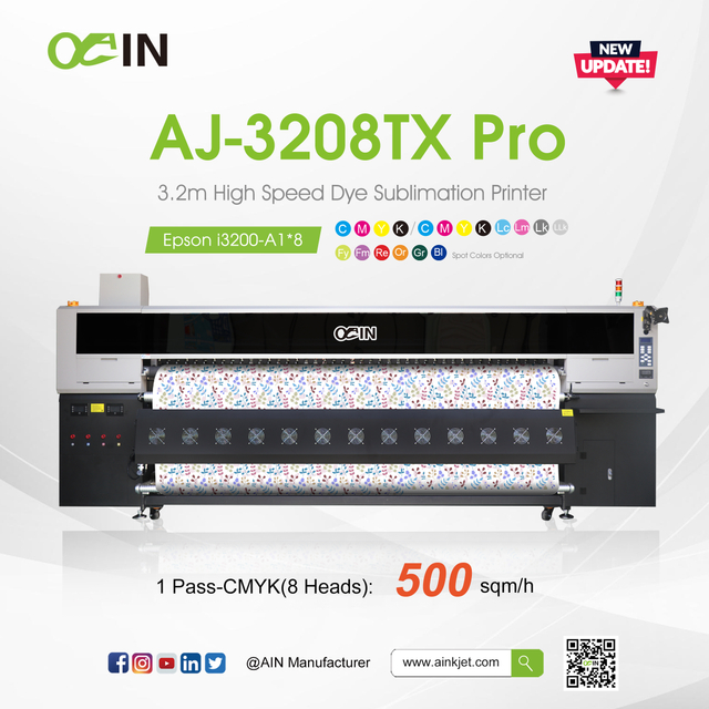 Stampante industriale digitale ad alta velocit&agrave; AJ-3208TX Pro da 3,2 m