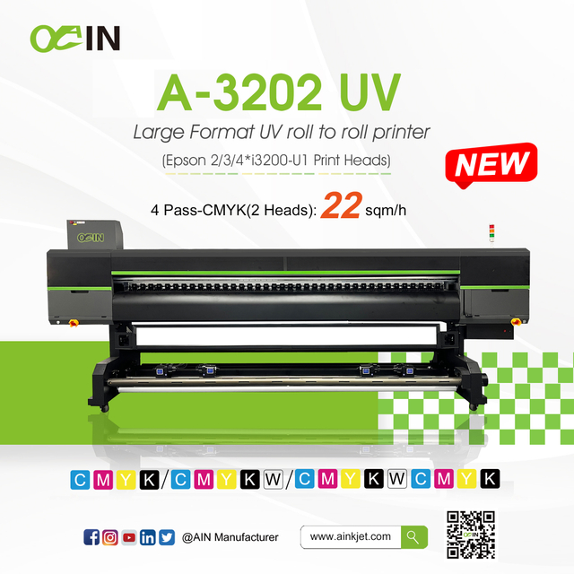 طابعة AJ-3202UV كبيرة الحجم تعمل بالأشعة فوق البنفسجية 