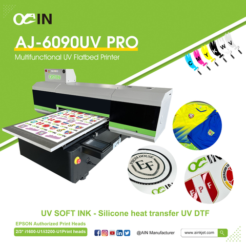 AJ-6090 UV DTF シリコーン熱転写フラットベッド プリンター