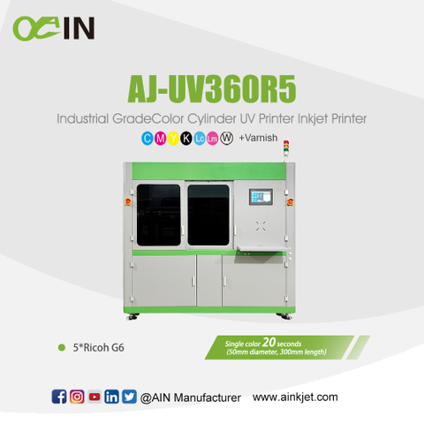 AJ-UV360R5 Industrial GradeColor กระบอก UV เครื่องพิมพ์ Inkjet Printer