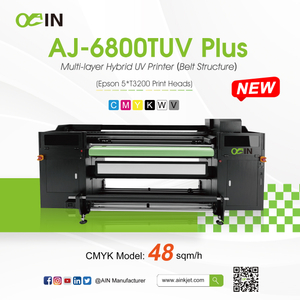 Impresora UV h&iacute;brida multicapa AJ-6800TUV Plus de 1,8 m con estructura de correa