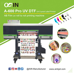 A-600 Pro UV DTF UV imprimante d'&eacute;tiquettes en cristal AB Film UV rouleau &agrave; rouler Machine d'impression