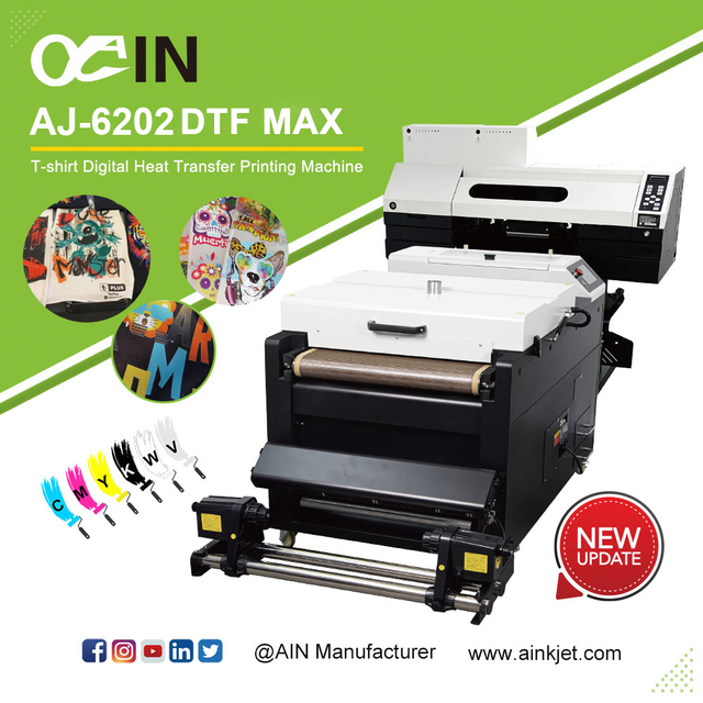 AJ-6202 DTF MAX T-shirt Stampante con agitatore per polveri con sistema di trasferimento di calore digitale