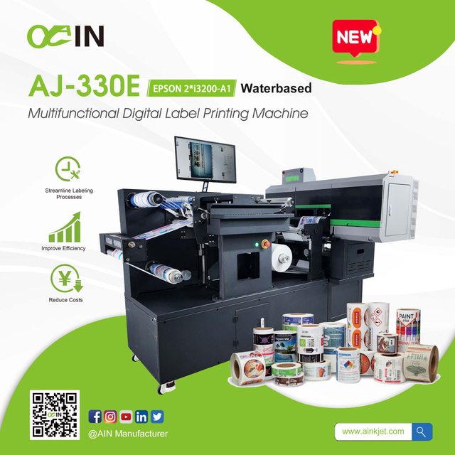 AINKJET AJ-330E Multifunktionale digitale Etikettendruckmaschine auf Wasserbasis