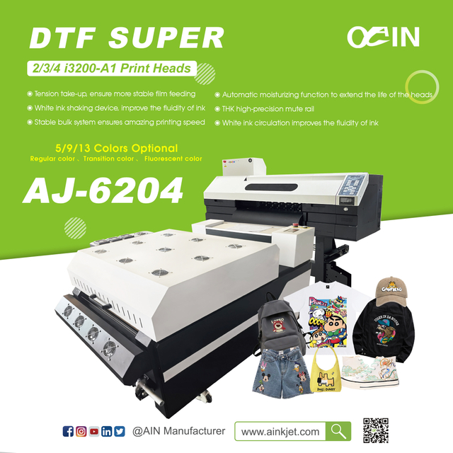 AJ-6204 DTF Super T-shirt Sistema de transfer&ecirc;ncia de calor digital Impressora agitadora de p&oacute;