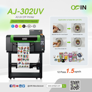 AINKJET AJ-302UV A3 UV 크리스탈 라벨 프린터 AB 필름 롤투롤 인쇄기 